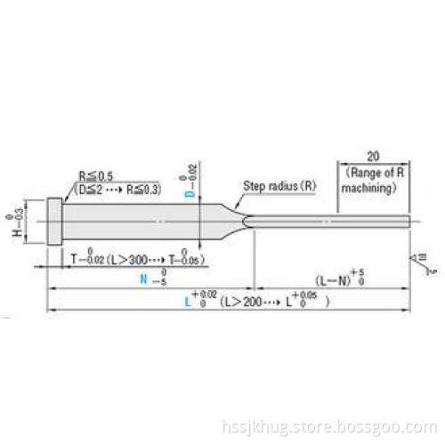 Precision R - Chamfered Ejector Pins Rectangular High Speed